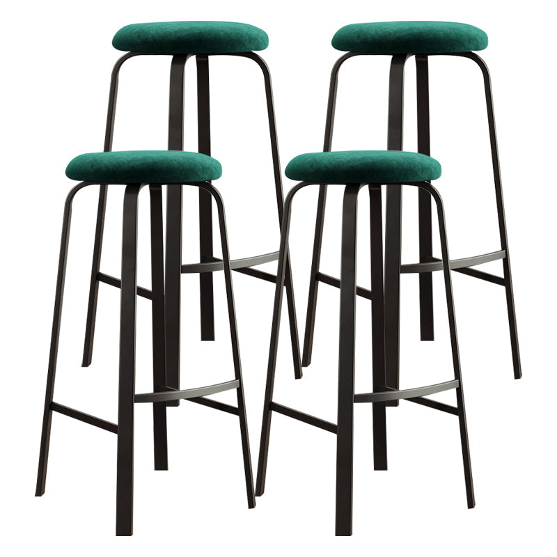 Contemporary Matte Finish Upholstered Stool Footrest Iron Bar Stool Blackish Green 4 Piece Set Clearhalo 'Bar Furniture' 'Bar Stools' 'bar_stools' 'furn' 'furn_bar_stools' 'Furniture' 'furniture_bar_stools' 'Kitchen & Dining Furniture' 4926771