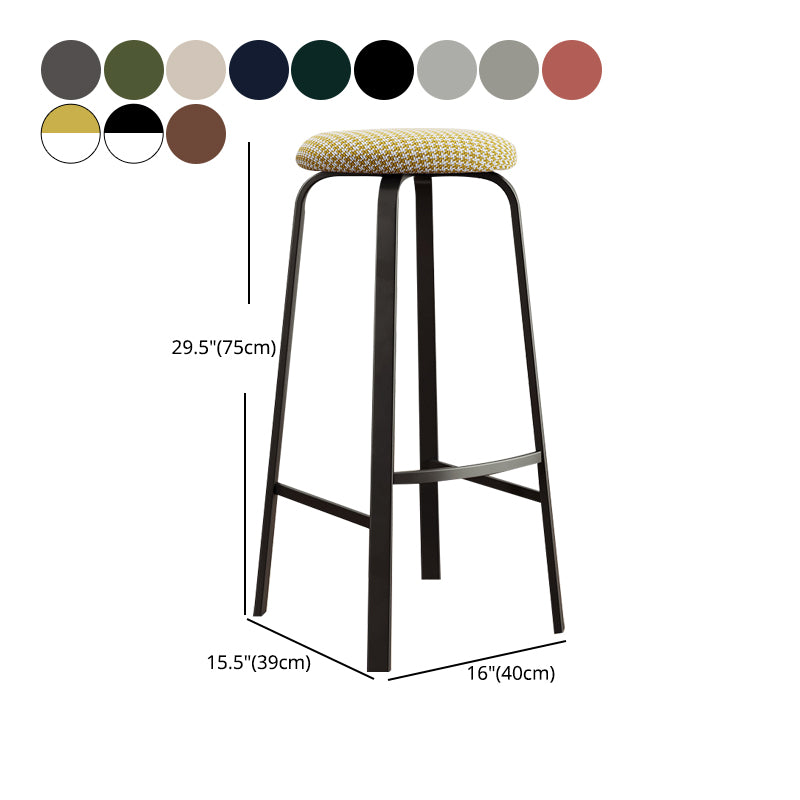 Contemporary Matte Finish Upholstered Stool Footrest Iron Bar Stool Clearhalo 'Bar Furniture' 'Bar Stools' 'bar_stools' 'furn' 'furn_bar_stools' 'Furniture' 'furniture_bar_stools' 'Kitchen & Dining Furniture' 4926773