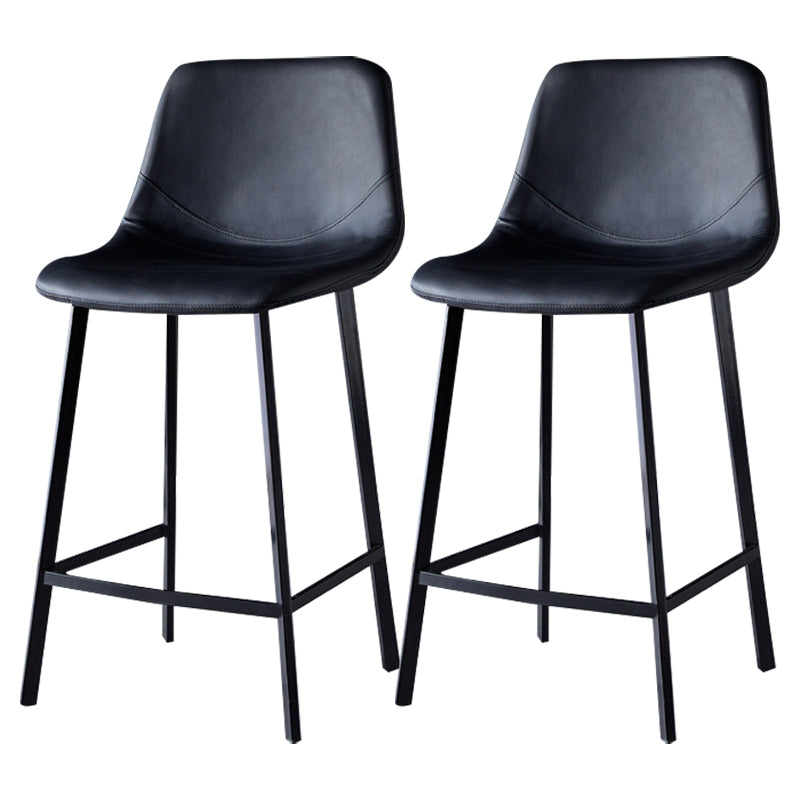 Scandinavian Leather Restaurant Stool Matte Finish Footrest Barstool Black 2 Piece Set Counter Stool(26"H) Clearhalo 'Bar Furniture' 'Bar Stools' 'bar_stools' 'furn' 'furn_bar_stools' 'Furniture' 'furniture_bar_stools' 'Kitchen & Dining Furniture' 4926815