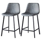 Scandinavian Leather Restaurant Stool Matte Finish Footrest Barstool Grey 2 Piece Set Counter Stool(26"H) Clearhalo 'Bar Furniture' 'Bar Stools' 'bar_stools' 'furn' 'furn_bar_stools' 'Furniture' 'furniture_bar_stools' 'Kitchen & Dining Furniture' 4926816