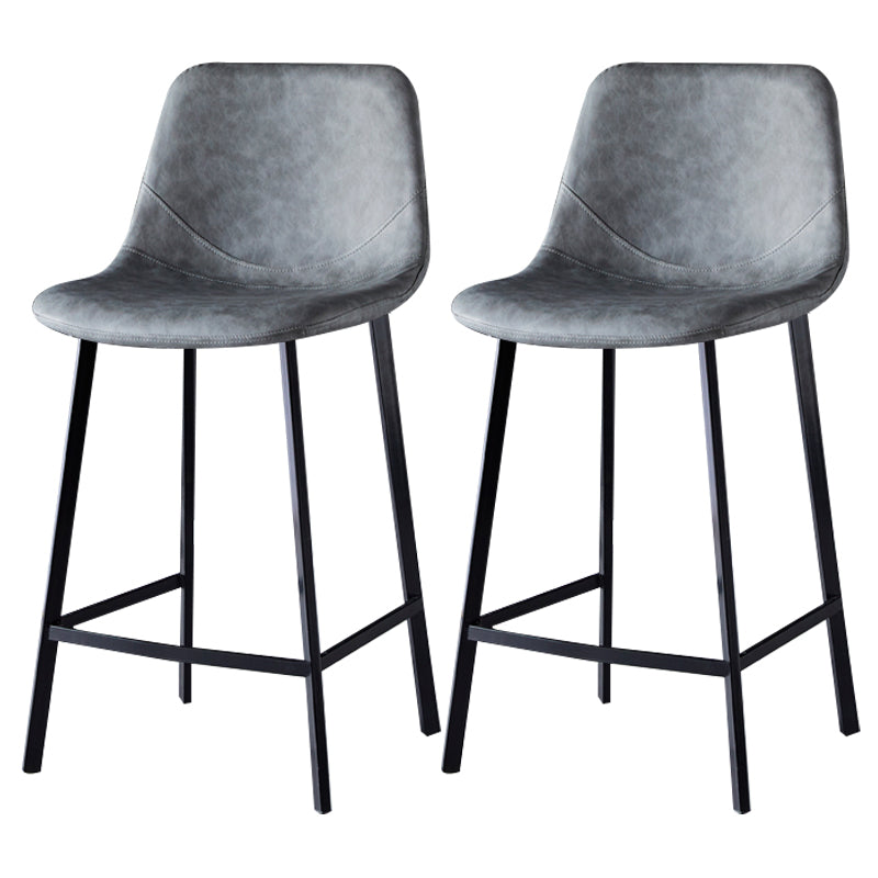Scandinavian Leather Restaurant Stool Matte Finish Footrest Barstool Grey 2 Piece Set Counter Stool(26"H) Clearhalo 'Bar Furniture' 'Bar Stools' 'bar_stools' 'furn' 'furn_bar_stools' 'Furniture' 'furniture_bar_stools' 'Kitchen & Dining Furniture' 4926816