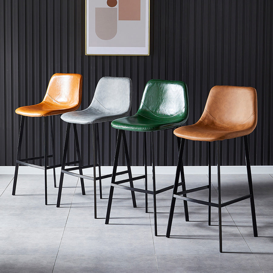 Scandinavian Leather Restaurant Stool Matte Finish Footrest Barstool Clearhalo 'Bar Furniture' 'Bar Stools' 'bar_stools' 'furn' 'furn_bar_stools' 'Furniture' 'furniture_bar_stools' 'Kitchen & Dining Furniture' 4926818