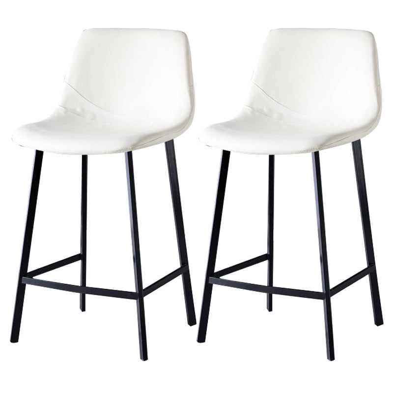 Scandinavian Leather Restaurant Stool Matte Finish Footrest Barstool White 2 Piece Set Counter Stool(26"H) Clearhalo 'Bar Furniture' 'Bar Stools' 'bar_stools' 'furn' 'furn_bar_stools' 'Furniture' 'furniture_bar_stools' 'Kitchen & Dining Furniture' 4926819