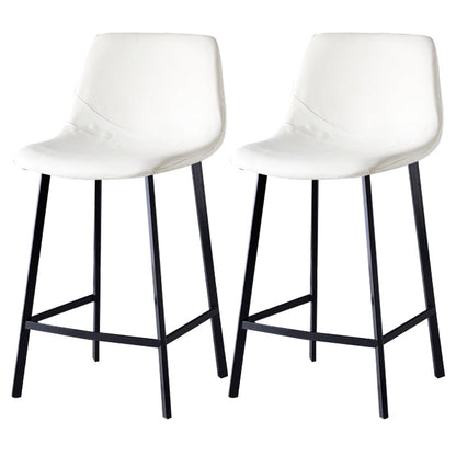 Scandinavian Leather Restaurant Stool Matte Finish Footrest Barstool White 2 Piece Set Counter Stool(26"H) Clearhalo 'Bar Furniture' 'Bar Stools' 'bar_stools' 'furn' 'furn_bar_stools' 'Furniture' 'furniture_bar_stools' 'Kitchen & Dining Furniture' 4926819