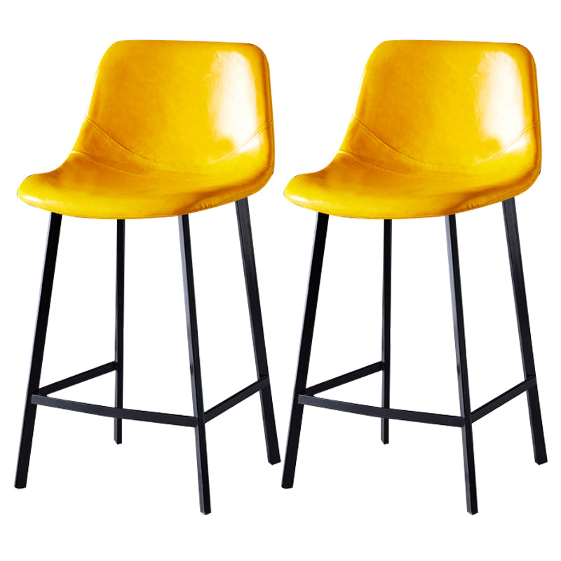 Scandinavian Leather Restaurant Stool Matte Finish Footrest Barstool Yellow 2 Piece Set Counter Stool(26"H) Clearhalo 'Bar Furniture' 'Bar Stools' 'bar_stools' 'furn' 'furn_bar_stools' 'Furniture' 'furniture_bar_stools' 'Kitchen & Dining Furniture' 4926820