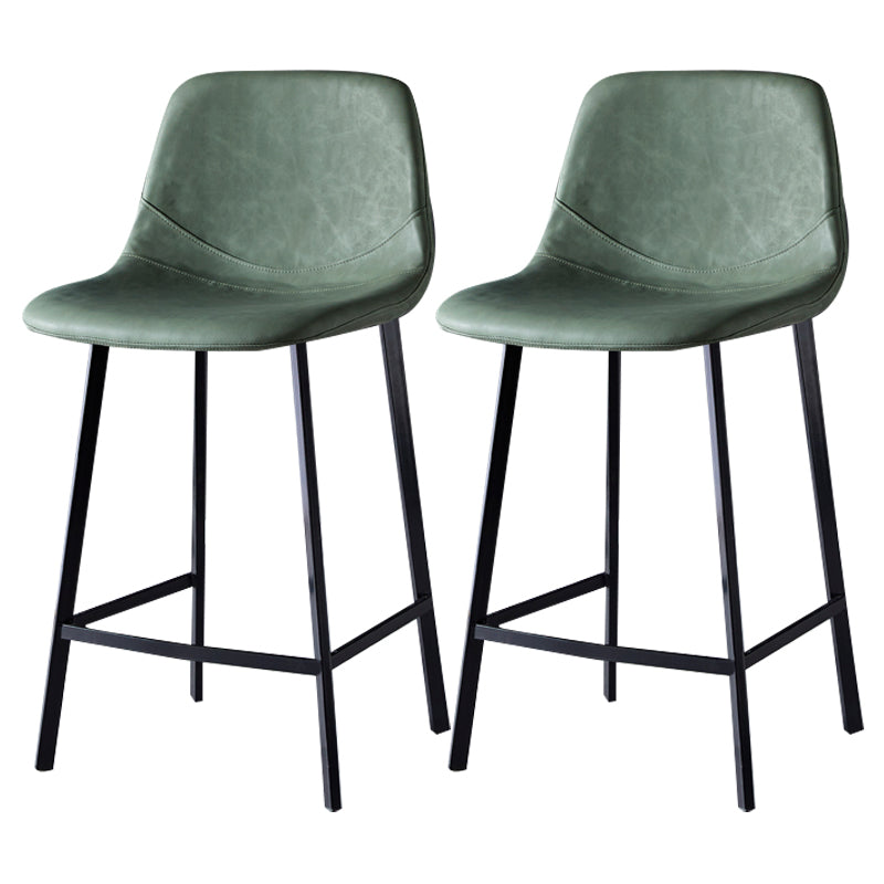 Scandinavian Leather Restaurant Stool Matte Finish Footrest Barstool Green 2 Piece Set Counter Stool(26"H) Clearhalo 'Bar Furniture' 'Bar Stools' 'bar_stools' 'furn' 'furn_bar_stools' 'Furniture' 'furniture_bar_stools' 'Kitchen & Dining Furniture' 4926826