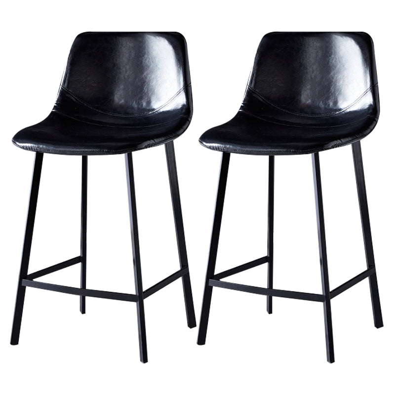 Scandinavian Leather Restaurant Stool Matte Finish Footrest Barstool Gloss Black 2 Piece Set Counter Stool(26"H) Clearhalo 'Bar Furniture' 'Bar Stools' 'bar_stools' 'furn' 'furn_bar_stools' 'Furniture' 'furniture_bar_stools' 'Kitchen & Dining Furniture' 4926829