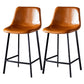 Scandinavian Leather Restaurant Stool Matte Finish Footrest Barstool Light Brown 2 Piece Set Counter Stool(26"H) Clearhalo 'Bar Furniture' 'Bar Stools' 'bar_stools' 'furn' 'furn_bar_stools' 'Furniture' 'furniture_bar_stools' 'Kitchen & Dining Furniture' 4926830