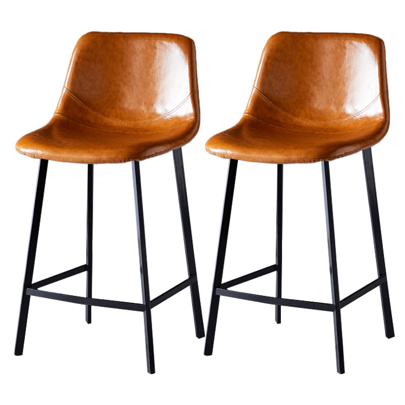 Scandinavian Leather Restaurant Stool Matte Finish Footrest Barstool Light Brown 2 Piece Set Counter Stool(26"H) Clearhalo 'Bar Furniture' 'Bar Stools' 'bar_stools' 'furn' 'furn_bar_stools' 'Furniture' 'furniture_bar_stools' 'Kitchen & Dining Furniture' 4926830