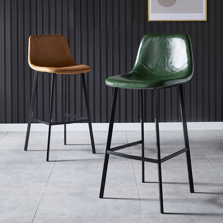 Scandinavian Leather Restaurant Stool Matte Finish Footrest Barstool Clearhalo 'Bar Furniture' 'Bar Stools' 'bar_stools' 'furn' 'furn_bar_stools' 'Furniture' 'furniture_bar_stools' 'Kitchen & Dining Furniture' 4926832