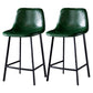 Scandinavian Leather Restaurant Stool Matte Finish Footrest Barstool Dark Green 2 Piece Set Counter Stool(26"H) Clearhalo 'Bar Furniture' 'Bar Stools' 'bar_stools' 'furn' 'furn_bar_stools' 'Furniture' 'furniture_bar_stools' 'Kitchen & Dining Furniture' 4926833
