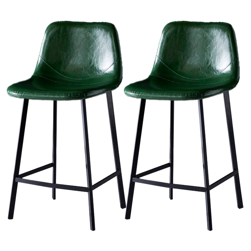 Scandinavian Leather Restaurant Stool Matte Finish Footrest Barstool Dark Green 2 Piece Set Counter Stool(26"H) Clearhalo 'Bar Furniture' 'Bar Stools' 'bar_stools' 'furn' 'furn_bar_stools' 'Furniture' 'furniture_bar_stools' 'Kitchen & Dining Furniture' 4926833