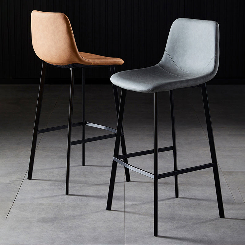 Scandinavian Leather Restaurant Stool Matte Finish Footrest Barstool Clearhalo 'Bar Furniture' 'Bar Stools' 'bar_stools' 'furn' 'furn_bar_stools' 'Furniture' 'furniture_bar_stools' 'Kitchen & Dining Furniture' 4926835