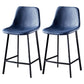 Scandinavian Leather Restaurant Stool Matte Finish Footrest Barstool Royal Blue 2 Piece Set Counter Stool(26"H) Clearhalo 'Bar Furniture' 'Bar Stools' 'bar_stools' 'furn' 'furn_bar_stools' 'Furniture' 'furniture_bar_stools' 'Kitchen & Dining Furniture' 4926836