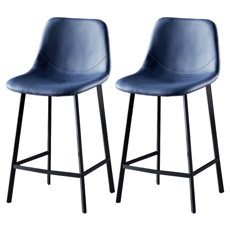 Scandinavian Leather Restaurant Stool Matte Finish Footrest Barstool Royal Blue 2 Piece Set Counter Stool(26"H) Clearhalo 'Bar Furniture' 'Bar Stools' 'bar_stools' 'furn' 'furn_bar_stools' 'Furniture' 'furniture_bar_stools' 'Kitchen & Dining Furniture' 4926836