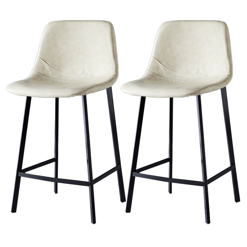 Scandinavian Leather Restaurant Stool Matte Finish Footrest Barstool Off-White 2 Piece Set Counter Stool(26"H) Clearhalo 'Bar Furniture' 'Bar Stools' 'bar_stools' 'furn' 'furn_bar_stools' 'Furniture' 'furniture_bar_stools' 'Kitchen & Dining Furniture' 4926838