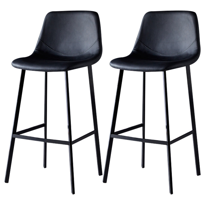 Scandinavian Leather Restaurant Stool Matte Finish Footrest Barstool Black 2 Piece Set Bar Stool(30"H) Clearhalo 'Bar Furniture' 'Bar Stools' 'bar_stools' 'furn' 'furn_bar_stools' 'Furniture' 'furniture_bar_stools' 'Kitchen & Dining Furniture' 4926841