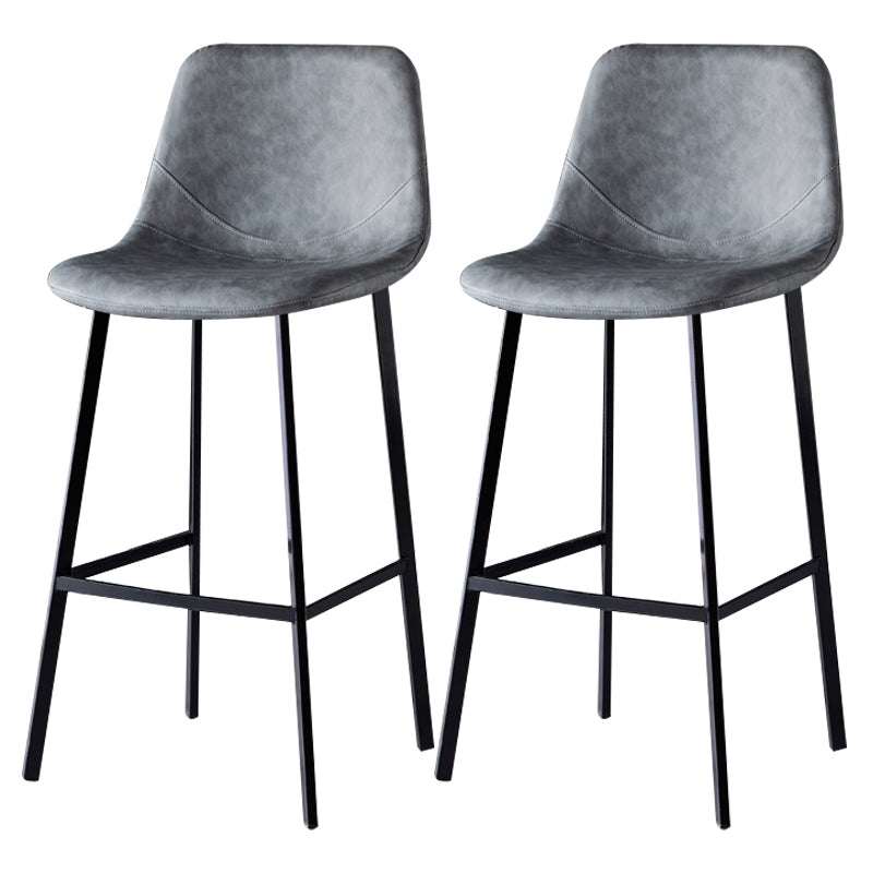 Scandinavian Leather Restaurant Stool Matte Finish Footrest Barstool Grey 2 Piece Set Bar Stool(30"H) Clearhalo 'Bar Furniture' 'Bar Stools' 'bar_stools' 'furn' 'furn_bar_stools' 'Furniture' 'furniture_bar_stools' 'Kitchen & Dining Furniture' 4926843