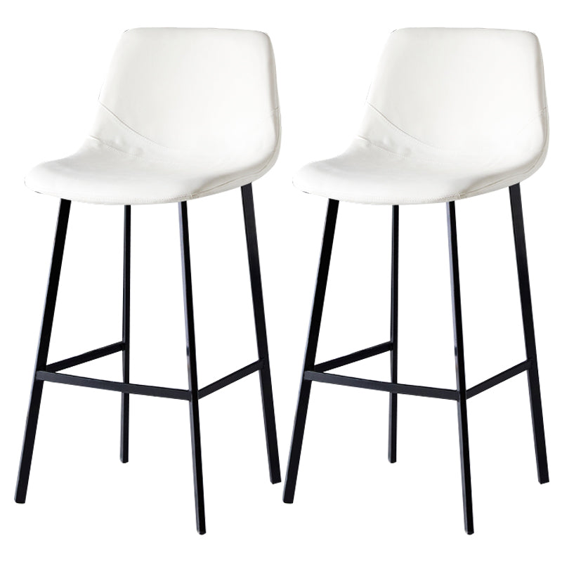 Scandinavian Leather Restaurant Stool Matte Finish Footrest Barstool White 2 Piece Set Bar Stool(30"H) Clearhalo 'Bar Furniture' 'Bar Stools' 'bar_stools' 'furn' 'furn_bar_stools' 'Furniture' 'furniture_bar_stools' 'Kitchen & Dining Furniture' 4926844