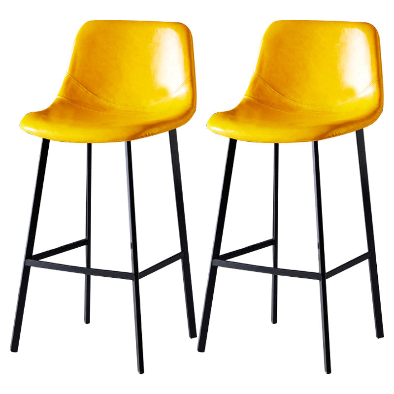 Scandinavian Leather Restaurant Stool Matte Finish Footrest Barstool Yellow 2 Piece Set Bar Stool(30"H) Clearhalo 'Bar Furniture' 'Bar Stools' 'bar_stools' 'furn' 'furn_bar_stools' 'Furniture' 'furniture_bar_stools' 'Kitchen & Dining Furniture' 4926845