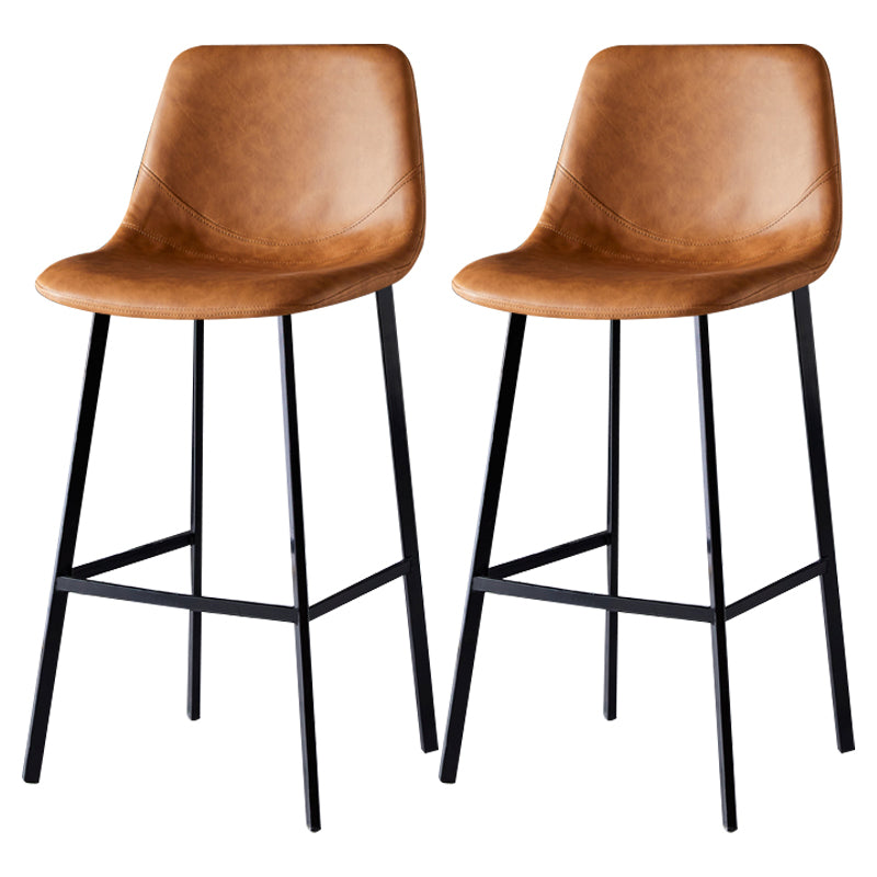 Scandinavian Leather Restaurant Stool Matte Finish Footrest Barstool Brown 2 Piece Set Bar Stool(30"H) Clearhalo 'Bar Furniture' 'Bar Stools' 'bar_stools' 'furn' 'furn_bar_stools' 'Furniture' 'furniture_bar_stools' 'Kitchen & Dining Furniture' 4926846