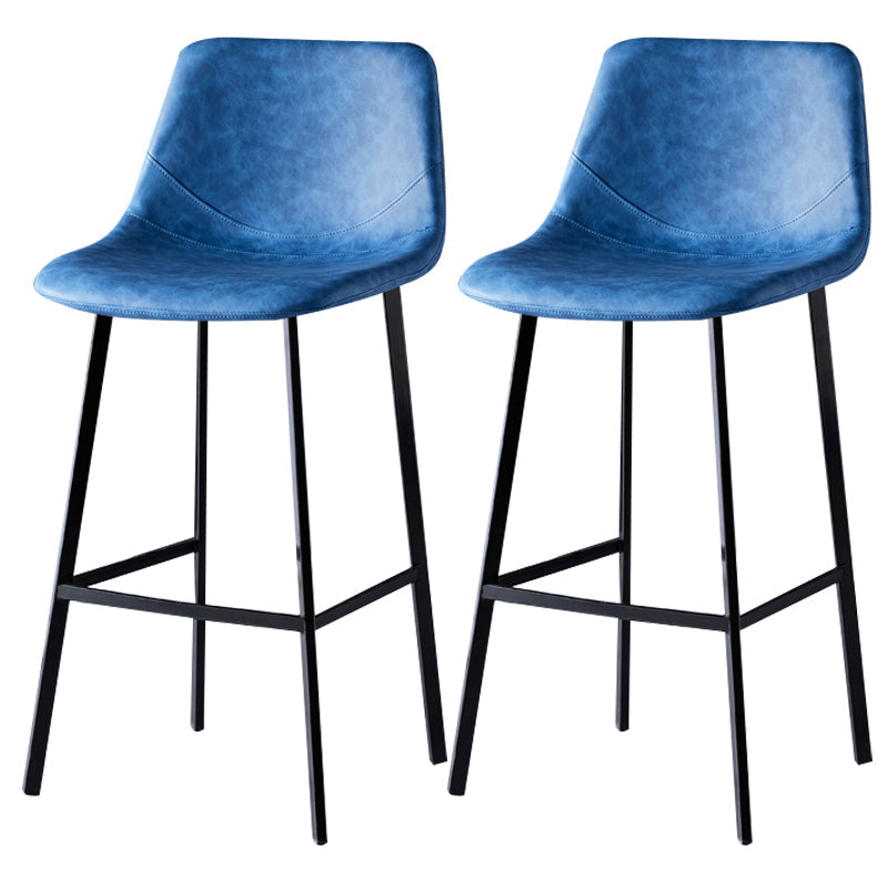 Scandinavian Leather Restaurant Stool Matte Finish Footrest Barstool Blue 2 Piece Set Bar Stool(30"H) Clearhalo 'Bar Furniture' 'Bar Stools' 'bar_stools' 'furn' 'furn_bar_stools' 'Furniture' 'furniture_bar_stools' 'Kitchen & Dining Furniture' 4926847