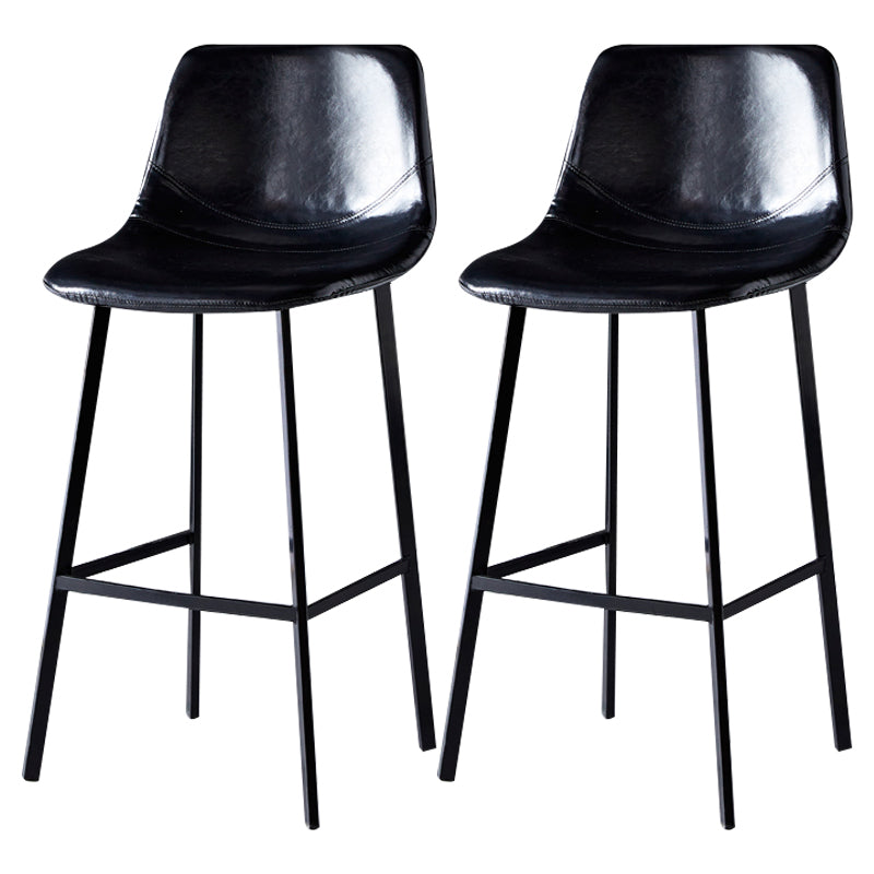 Scandinavian Leather Restaurant Stool Matte Finish Footrest Barstool Gloss Black 2 Piece Set Bar Stool(30"H) Clearhalo 'Bar Furniture' 'Bar Stools' 'bar_stools' 'furn' 'furn_bar_stools' 'Furniture' 'furniture_bar_stools' 'Kitchen & Dining Furniture' 4926849