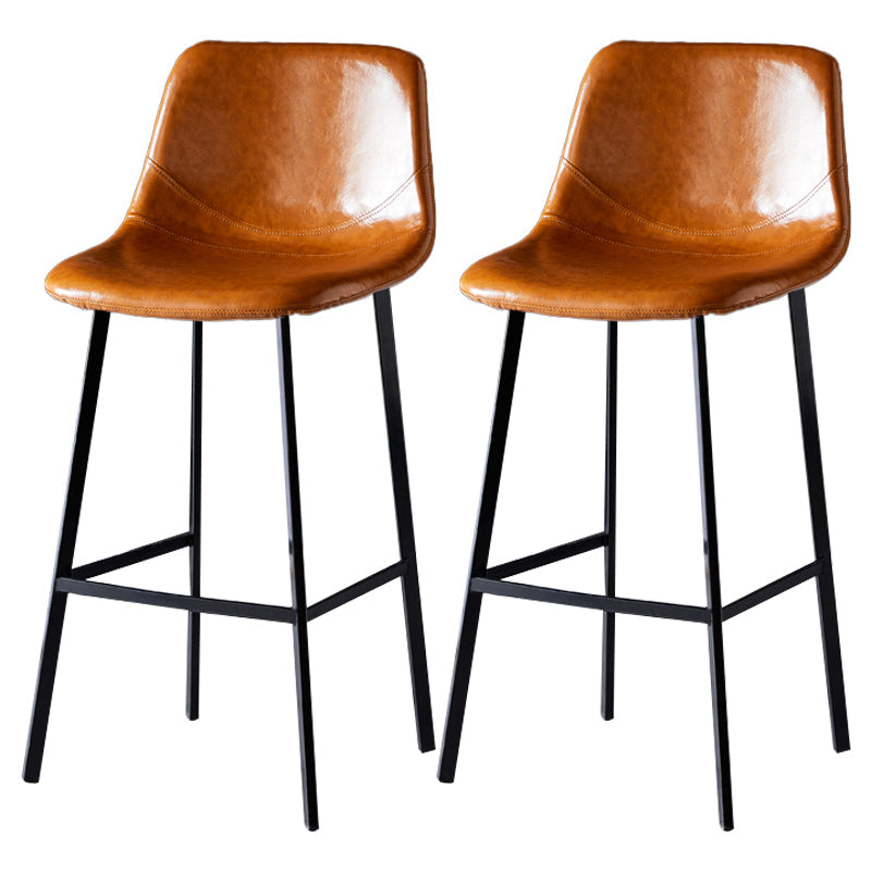 Scandinavian Leather Restaurant Stool Matte Finish Footrest Barstool Light Brown 2 Piece Set Bar Stool(30"H) Clearhalo 'Bar Furniture' 'Bar Stools' 'bar_stools' 'furn' 'furn_bar_stools' 'Furniture' 'furniture_bar_stools' 'Kitchen & Dining Furniture' 4926850