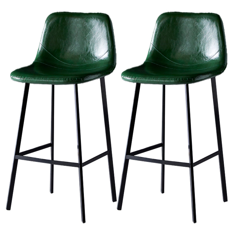 Scandinavian Leather Restaurant Stool Matte Finish Footrest Barstool Dark Green 2 Piece Set Bar Stool(30"H) Clearhalo 'Bar Furniture' 'Bar Stools' 'bar_stools' 'furn' 'furn_bar_stools' 'Furniture' 'furniture_bar_stools' 'Kitchen & Dining Furniture' 4926851