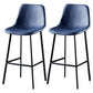 Scandinavian Leather Restaurant Stool Matte Finish Footrest Barstool Royal Blue 2 Piece Set Bar Stool(30"H) Clearhalo 'Bar Furniture' 'Bar Stools' 'bar_stools' 'furn' 'furn_bar_stools' 'Furniture' 'furniture_bar_stools' 'Kitchen & Dining Furniture' 4926853