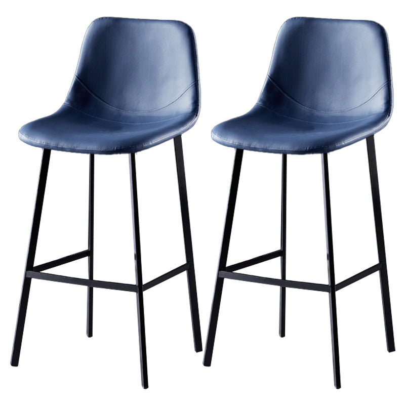 Scandinavian Leather Restaurant Stool Matte Finish Footrest Barstool Royal Blue 2 Piece Set Bar Stool(30"H) Clearhalo 'Bar Furniture' 'Bar Stools' 'bar_stools' 'furn' 'furn_bar_stools' 'Furniture' 'furniture_bar_stools' 'Kitchen & Dining Furniture' 4926853