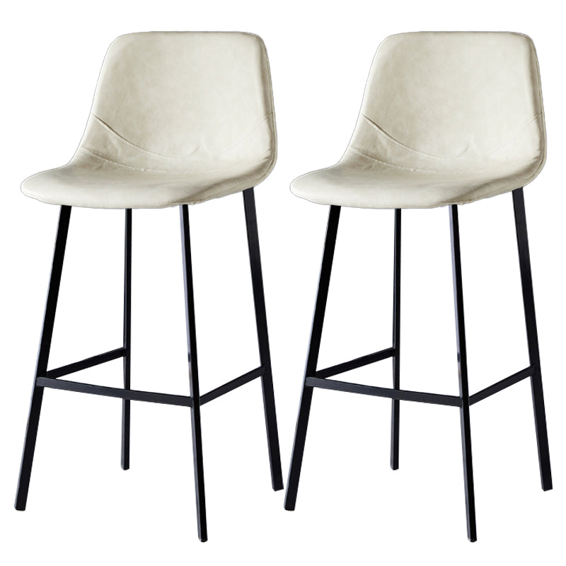 Scandinavian Leather Restaurant Stool Matte Finish Footrest Barstool Off-White 2 Piece Set Bar Stool(30"H) Clearhalo 'Bar Furniture' 'Bar Stools' 'bar_stools' 'furn' 'furn_bar_stools' 'Furniture' 'furniture_bar_stools' 'Kitchen & Dining Furniture' 4926854