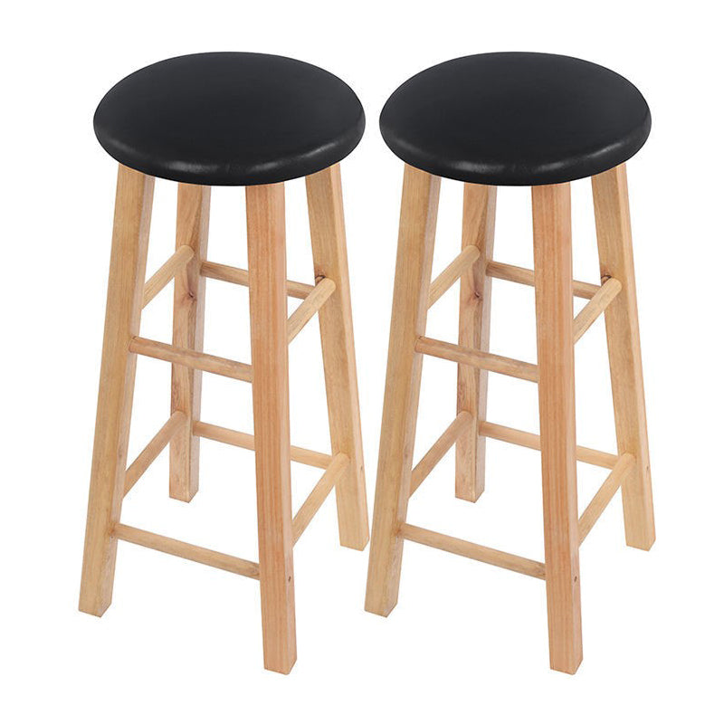 Modern Armless Counter Stool Rubber Wood Kitchen Bar Stool with Seat and Pedal Faux Leather 2 Piece Set Clearhalo 'Bar Furniture' 'Bar Stools' 'bar_stools' 'furn' 'furn_bar_stools' 'Furniture' 'furniture_bar_stools' 'Kitchen & Dining Furniture' 4926860