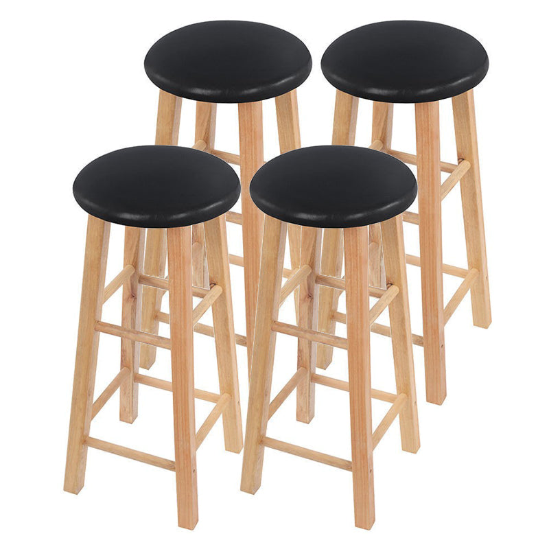Modern Armless Counter Stool Rubber Wood Kitchen Bar Stool with Seat and Pedal Faux Leather 4 Piece Set Clearhalo 'Bar Furniture' 'Bar Stools' 'bar_stools' 'furn' 'furn_bar_stools' 'Furniture' 'furniture_bar_stools' 'Kitchen & Dining Furniture' 4926861