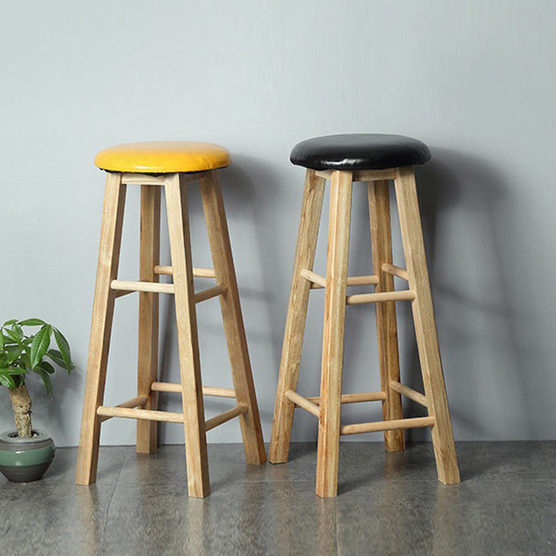 Modern Armless Counter Stool Rubber Wood Kitchen Bar Stool with Seat and Pedal Clearhalo 'Bar Furniture' 'Bar Stools' 'bar_stools' 'furn' 'furn_bar_stools' 'Furniture' 'furniture_bar_stools' 'Kitchen & Dining Furniture' 4926862