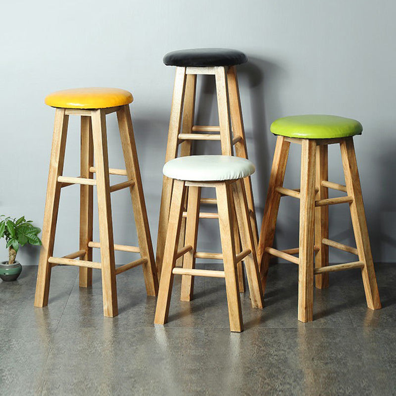 Modern Armless Counter Stool Rubber Wood Kitchen Bar Stool with Seat and Pedal Clearhalo 'Bar Furniture' 'Bar Stools' 'bar_stools' 'furn' 'furn_bar_stools' 'Furniture' 'furniture_bar_stools' 'Kitchen & Dining Furniture' 4926863