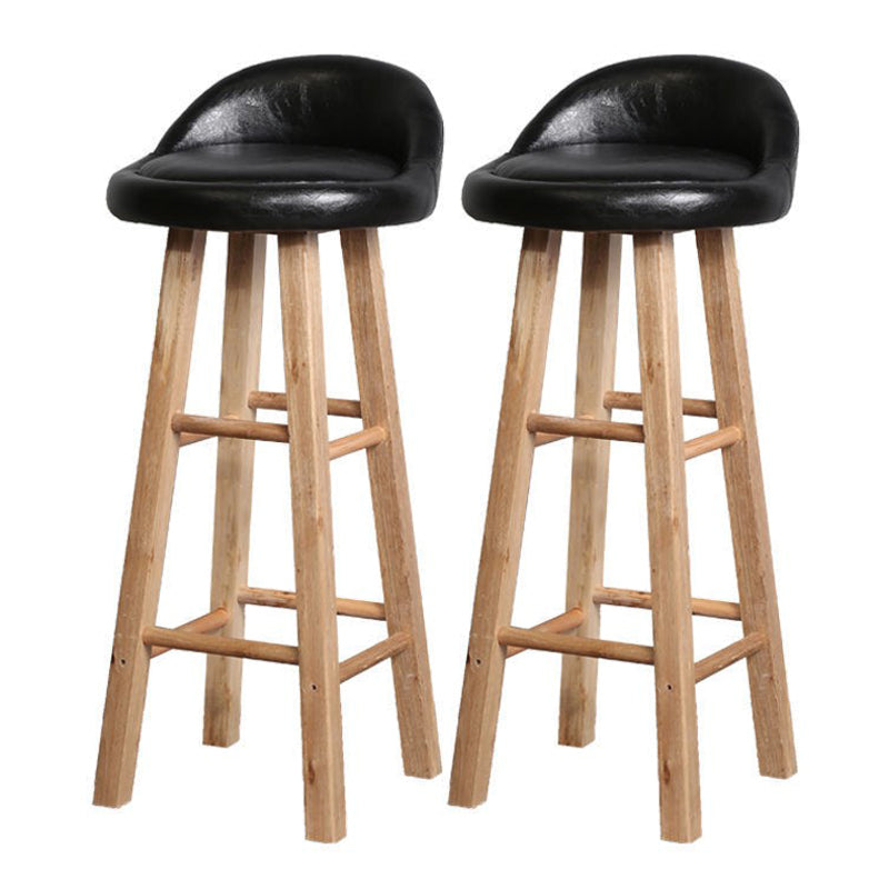 Modern Armless Counter Stool Rubber Wood Kitchen Bar Stool with Seat and Pedal Leather 2 Piece Set Clearhalo 'Bar Furniture' 'Bar Stools' 'bar_stools' 'furn' 'furn_bar_stools' 'Furniture' 'furniture_bar_stools' 'Kitchen & Dining Furniture' 4926865