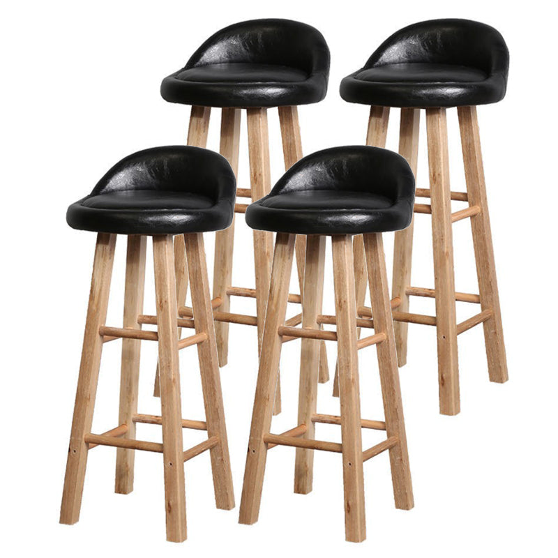 Modern Armless Counter Stool Rubber Wood Kitchen Bar Stool with Seat and Pedal Leather 4 Piece Set Clearhalo 'Bar Furniture' 'Bar Stools' 'bar_stools' 'furn' 'furn_bar_stools' 'Furniture' 'furniture_bar_stools' 'Kitchen & Dining Furniture' 4926868