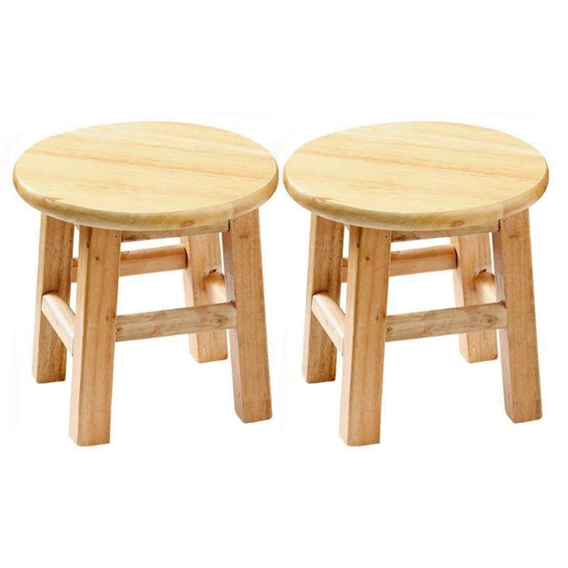 Modern Armless Counter Stool Rubber Wood Kitchen Bar Stool with Seat and Pedal Wood 2 Piece Set Short Stool(10"H) Clearhalo 'Bar Furniture' 'Bar Stools' 'bar_stools' 'furn' 'furn_bar_stools' 'Furniture' 'furniture_bar_stools' 'Kitchen & Dining Furniture' 4926871