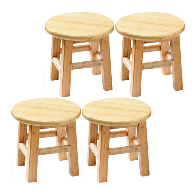 Modern Armless Counter Stool Rubber Wood Kitchen Bar Stool with Seat and Pedal Wood 4 Piece Set Short Stool(10"H) Clearhalo 'Bar Furniture' 'Bar Stools' 'bar_stools' 'furn' 'furn_bar_stools' 'Furniture' 'furniture_bar_stools' 'Kitchen & Dining Furniture' 4926874