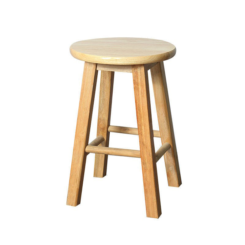 Modern Armless Counter Stool Rubber Wood Kitchen Bar Stool with Seat and Pedal Wood 1 Piece Short Stool(18"H) Clearhalo 'Bar Furniture' 'Bar Stools' 'bar_stools' 'furn' 'furn_bar_stools' 'Furniture' 'furniture_bar_stools' 'Kitchen & Dining Furniture' 4926876