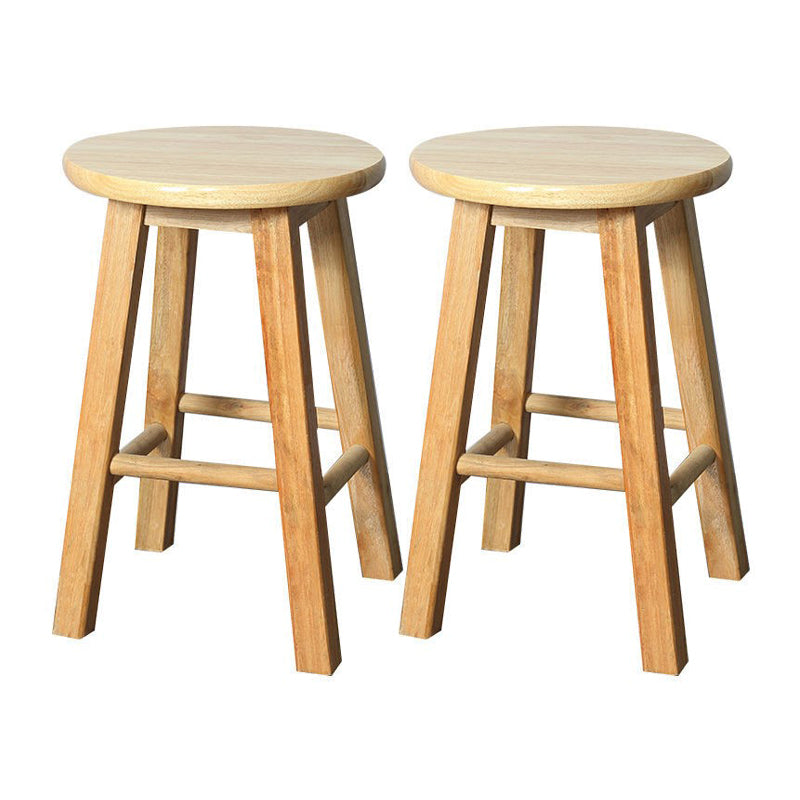 Modern Armless Counter Stool Rubber Wood Kitchen Bar Stool with Seat and Pedal Wood 2 Piece Set Short Stool(18"H) Clearhalo 'Bar Furniture' 'Bar Stools' 'bar_stools' 'furn' 'furn_bar_stools' 'Furniture' 'furniture_bar_stools' 'Kitchen & Dining Furniture' 4926877