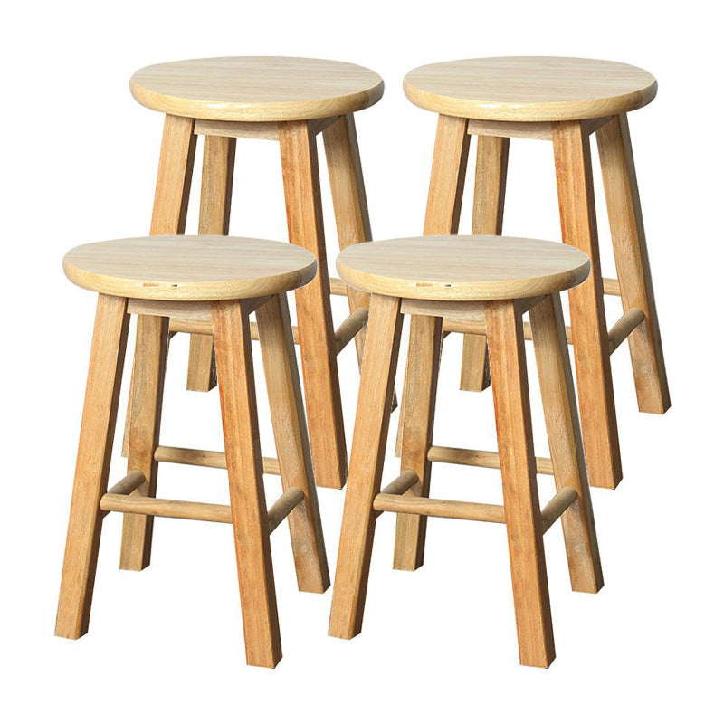 Modern Armless Counter Stool Rubber Wood Kitchen Bar Stool with Seat and Pedal Wood 4 Piece Set Short Stool(18"H) Clearhalo 'Bar Furniture' 'Bar Stools' 'bar_stools' 'furn' 'furn_bar_stools' 'Furniture' 'furniture_bar_stools' 'Kitchen & Dining Furniture' 4926879