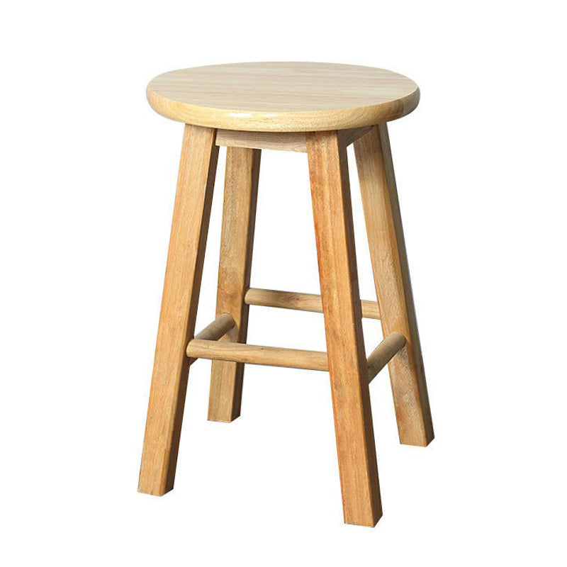 Modern Armless Counter Stool Rubber Wood Kitchen Bar Stool with Seat and Pedal Wood 1 Piece Short Stool(20"H) Clearhalo 'Bar Furniture' 'Bar Stools' 'bar_stools' 'furn' 'furn_bar_stools' 'Furniture' 'furniture_bar_stools' 'Kitchen & Dining Furniture' 4926881