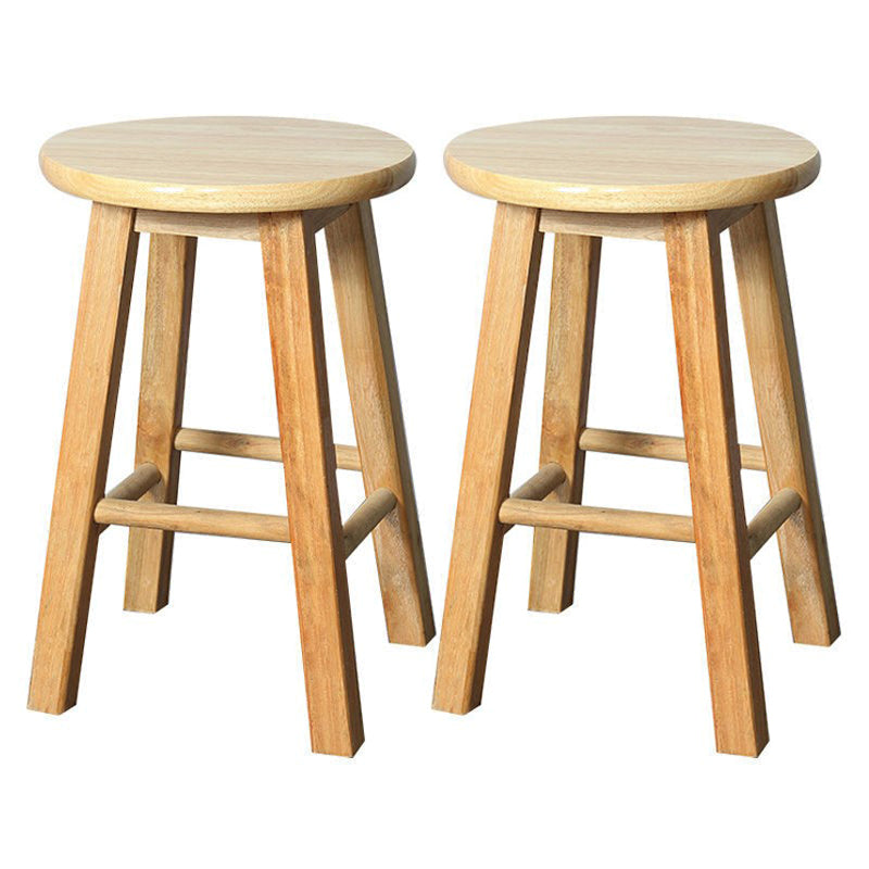 Modern Armless Counter Stool Rubber Wood Kitchen Bar Stool with Seat and Pedal Wood 2 Piece Set Short Stool(20"H) Clearhalo 'Bar Furniture' 'Bar Stools' 'bar_stools' 'furn' 'furn_bar_stools' 'Furniture' 'furniture_bar_stools' 'Kitchen & Dining Furniture' 4926882