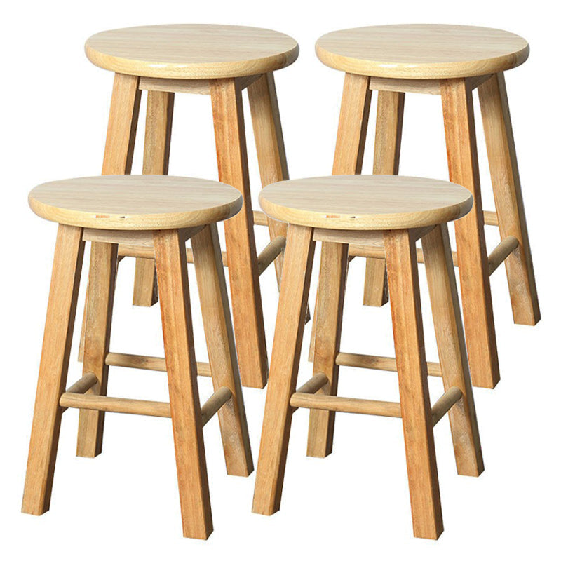 Modern Armless Counter Stool Rubber Wood Kitchen Bar Stool with Seat and Pedal Wood 4 Piece Set Short Stool(20"H) Clearhalo 'Bar Furniture' 'Bar Stools' 'bar_stools' 'furn' 'furn_bar_stools' 'Furniture' 'furniture_bar_stools' 'Kitchen & Dining Furniture' 4926883