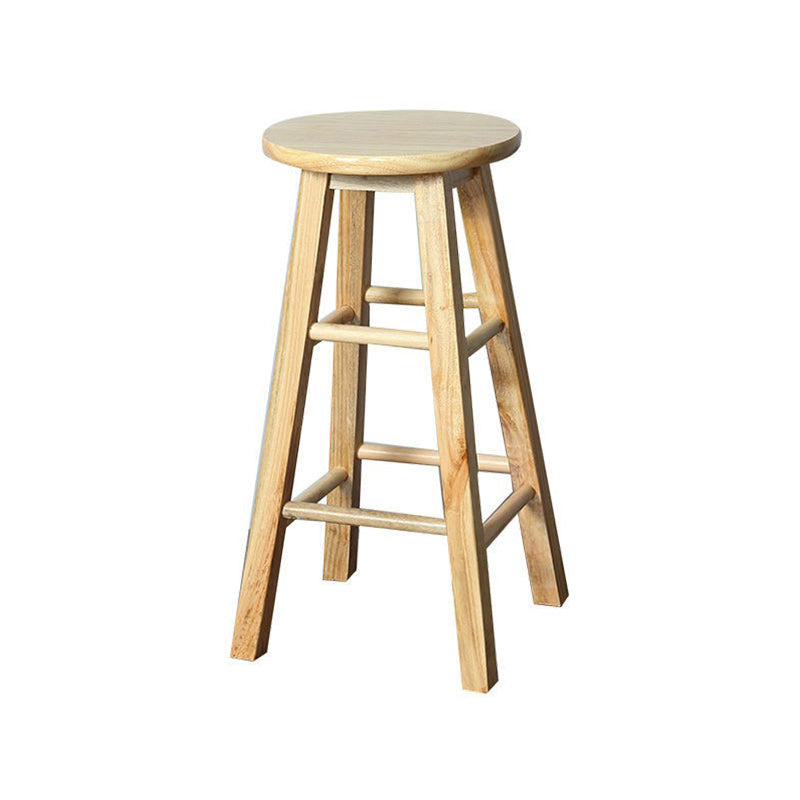 Modern Armless Counter Stool Rubber Wood Kitchen Bar Stool with Seat and Pedal Wood 1 Piece Counter Stool (23.5"H) Clearhalo 'Bar Furniture' 'Bar Stools' 'bar_stools' 'furn' 'furn_bar_stools' 'Furniture' 'furniture_bar_stools' 'Kitchen & Dining Furniture' 4926884