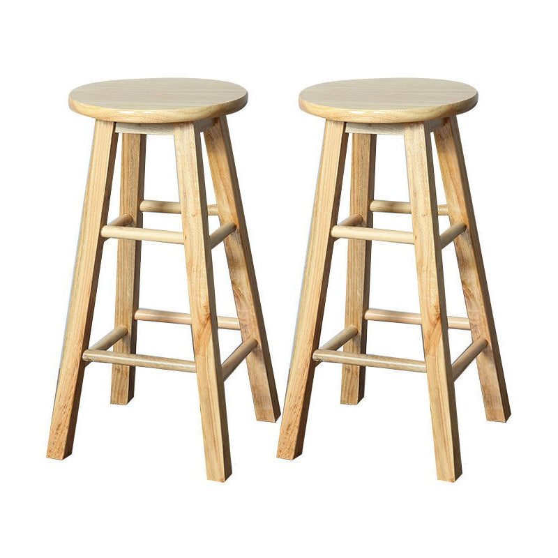 Modern Armless Counter Stool Rubber Wood Kitchen Bar Stool with Seat and Pedal Wood 2 Piece Set Counter Stool (23.5"H) Clearhalo 'Bar Furniture' 'Bar Stools' 'bar_stools' 'furn' 'furn_bar_stools' 'Furniture' 'furniture_bar_stools' 'Kitchen & Dining Furniture' 4926885