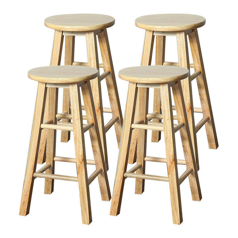 Modern Armless Counter Stool Rubber Wood Kitchen Bar Stool with Seat and Pedal Wood 4 Piece Set Counter Stool (23.5"H) Clearhalo 'Bar Furniture' 'Bar Stools' 'bar_stools' 'furn' 'furn_bar_stools' 'Furniture' 'furniture_bar_stools' 'Kitchen & Dining Furniture' 4926886