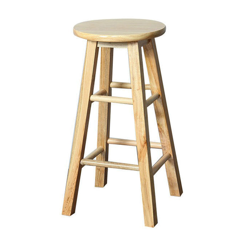 Modern Armless Counter Stool Rubber Wood Kitchen Bar Stool with Seat and Pedal Wood 1 Piece Bar Stool (28" H) Clearhalo 'Bar Furniture' 'Bar Stools' 'bar_stools' 'furn' 'furn_bar_stools' 'Furniture' 'furniture_bar_stools' 'Kitchen & Dining Furniture' 4926887